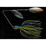 Spinnerbait cu skirt siliconic si doua palete (Salcie 2 + Salcie 3) 14gr Blue - Chartreuse